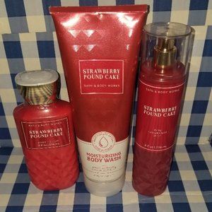 SET STRAWBERRY POUND CAKE - BATH & BODY WORKS - NWT